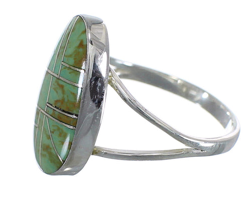 Turquoise Inlay And Sterling Silver Southwestern Ring Size 6-3/4 WX58743